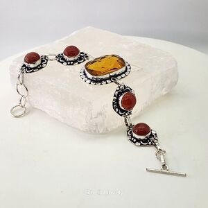 Orange Citrine Carnelian Gemstone Ethnic Handmade Bracelet
